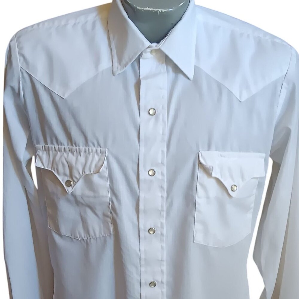 Vintage Medium Western Shirt Tem Tex Western White Ice Cream White 1980's USA